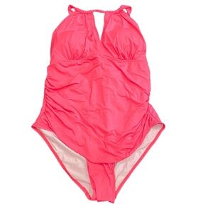 NWT Daci Tummy Control High Neck Bathing Suit For Plus Size Women-Neon sz 18w